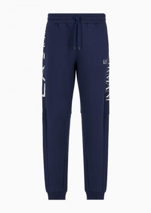 Navy Blue Emporio Armani Cotton-blend Logo Series Joggers | EA7-SN59835