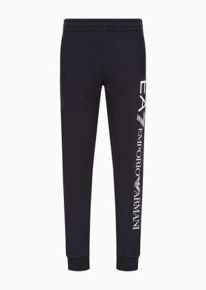 Navy Blue Emporio Armani Cotton-blend Logo Series Joggers | EA7-SN59853