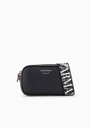 Navy Blue Emporio Armani Deer-print Camera Case With Shoulder Strap | EA-SN57345