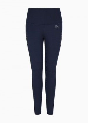 Navy Blue Emporio Armani Dynamic Athlete Leggings In Vigor7 Technical Fabric | EA7-SN59557