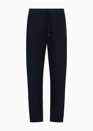 Navy Blue Emporio Armani Heavyweight Jersey Drawstring Joggers | EA-SN58307