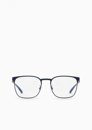 Navy Blue Emporio Armani Men’s Square Glasses | EA-SN59399