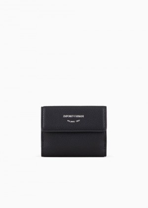 Navy Blue Emporio Armani Myea Trifold Wallet With Deer Print | EA-SN57644