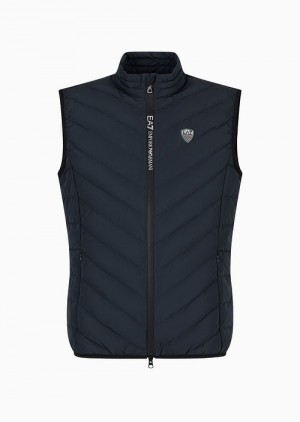 Navy Blue Emporio Armani Premium Shield Packable Gilet | EA7-SN59800