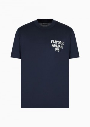 Navy Blue Emporio Armani Regular Fit T-shirts | EA-SN58752