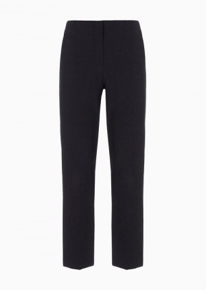 Navy Blue Emporio Armani Stretch Gabardine 7/8 Trousers | EA-SN56859