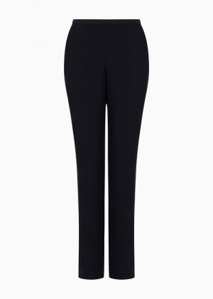 Navy Blue Emporio Armani Technical-cady Cigarette Trousers | EA-SN56811