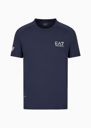 Navy Blue Emporio Armani Tennis Pro T-shirt In Ventus7 Technical Fabric | EA7-SN59973