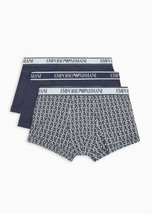 Navy Blue Emporio Armani Three-pack Of Boxer Briefs With Core Logo Waistband | EA-SN58802