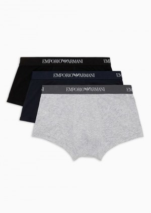 Navy Blue Emporio Armani Three-pack Of Pure Cotton Basic Boxer Briefs | EA-SN58807