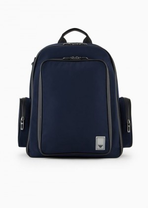 Navy Blue Emporio Armani Travel Essentials Nylon Backpack | EA-SN59008