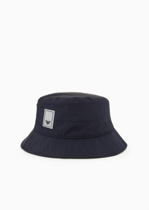 Navy Blue Emporio Armani Travel Essentials Nylon Cloche Hat | EA-SN59179