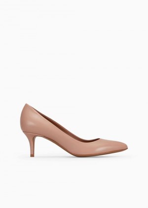 Nude Emporio Armani Leather Pumps With Stiletto Heel | EA-SN57137