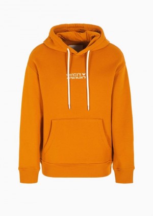 Orange Emporio Armani Asv Capsule Hooded, Organic-jersey Sweatshirt With Coordinate Print | EA-SN58521