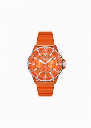 Orange Emporio Armani Chronograph Orange Polyurethane Watch | EA-SN59333