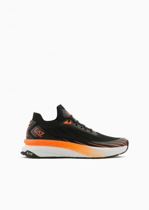 Orange Emporio Armani Crusher Distance Sonic Knit Sneakers | EA7-SN59795