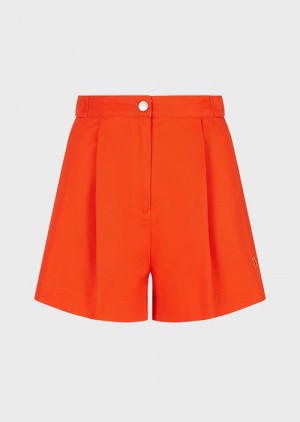 Orange Emporio Armani Sustainable Collection Organic Twill Shorts With Darts | EA-SN56862