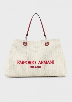 Panna Emporio Armani Large, Straw Myea Resort Shopper Bag | EA-SN57249