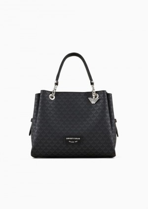 Pattern Emporio Armani All-over Eagle Handbag With Eagle Charm | EA-SN57422