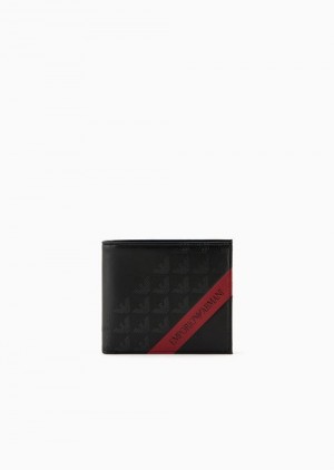 Pattern Emporio Armani Asv Smooth Regenerated Leather Wallet With Red Band | EA-SN59257