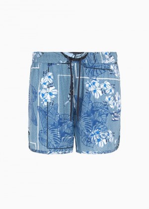 Pattern Emporio Armani Nylon Drawstring Shorts With Resort Capsule Collection All-over Print | EA-SN58299