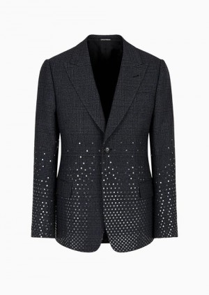 Pattern Emporio Armani Soho Capsule Collection Single-breasted Jacket In Tartan Virgin Wool With Sequins | EA-SN57777