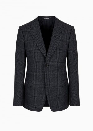 Pattern Emporio Armani Soho Capsule Collection Single-breasted Jacket In Tartan Virgin Wool | EA-SN57779