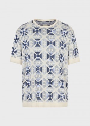 Pattern Emporio Armani Sustainable Collection Organic Jacquard Jersey Jumper With Collection Pattern | EA-SN58667