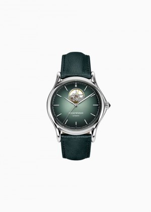 Pattern Emporio Armani Swiss-made Green Leather Automatic Watch | EA-SN59325