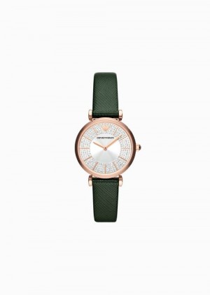 Pattern Emporio Armani Two-hand Green Leather Watch | EA-SN57654