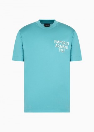 Petroleum Emporio Armani Regular Fit T-shirts | EA-SN58749