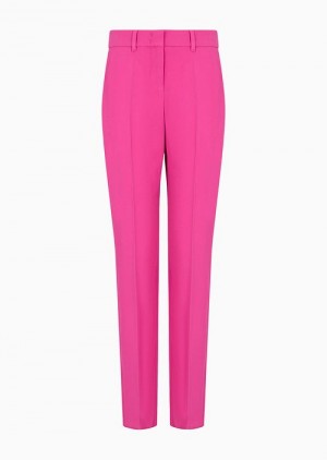 Pink Emporio Armani Cady CrêPe Ribbed Trousers | EA-SN56833