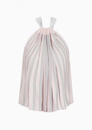 Pink Emporio Armani Pleated-effect Plain-knit Top | EA-SN56712