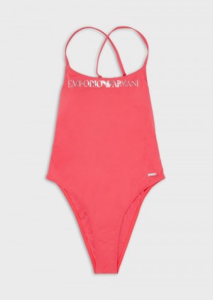 Pink Emporio Armani Recycled Nylon Swimsuit With Logo | EA-SN57089