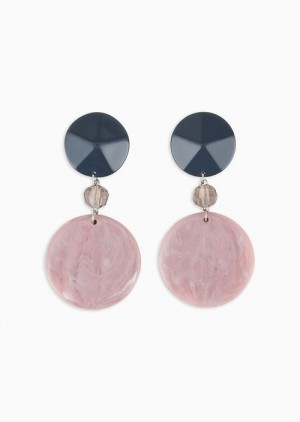 Pink Emporio Armani Round, Oversize Pendant Earrings | EA-SN57521