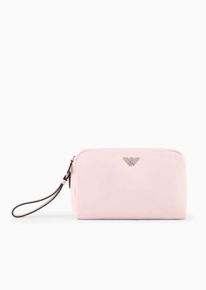 Pink Emporio Armani Travel Essentials Medium Washbag In Recycled Nylon | EA-SN57636