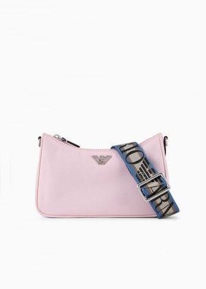 Pink Emporio Armani Travel Essentials Recycled-nylon Baguette Bag | EA-SN57361