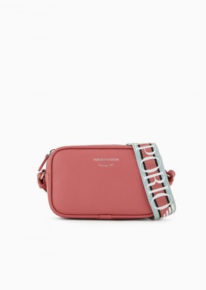 Powder Pink Emporio Armani Deer-print Camera Case With Shoulder Strap | EA-SN57355