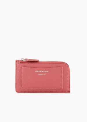 Powder Pink Emporio Armani Myea Deer-print Card Holder With Wrap-around Zip | EA-SN57633