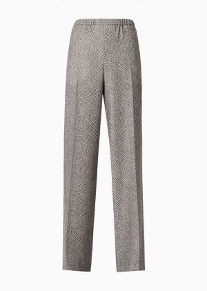 Print Emporio Armani Elasticated-waist, Technical-cady Trousers With An All-over Chevron Print | EA-SN56824