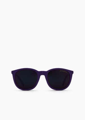 Purple Emporio Armani Men’s Panto Sunglasses With Interchangeable Lenses | EA-SN59489