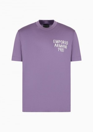 Purple Emporio Armani Regular Fit T-shirts | EA-SN58751