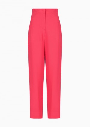 Red Emporio Armani High-waisted Stretch-fabric Trousers | EA-SN56836