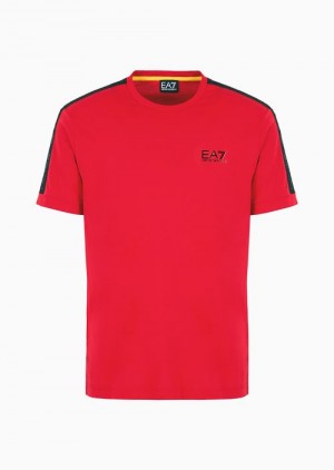 Red Emporio Armani Logo Series Cotton Crew-neck T-shirt | EA7-SN59959