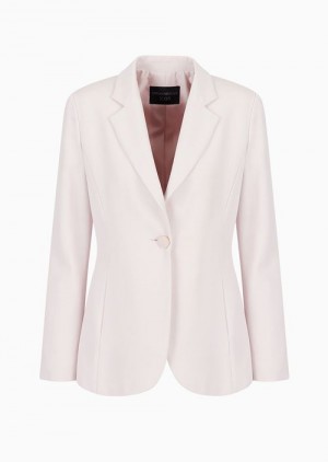 Rosa Chiaro Emporio Armani Froissé Viscose Lapel Jacket With Slits | EA-SN56426