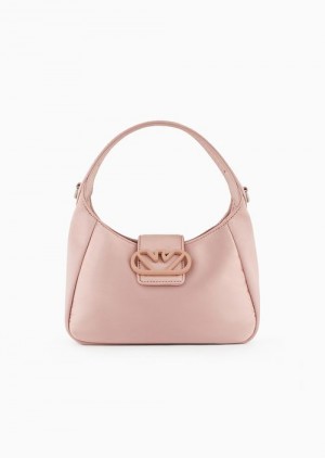 Rosa Chiaro Emporio Armani Satin Hobo Handbag With Eagle Buckle | EA-SN57369