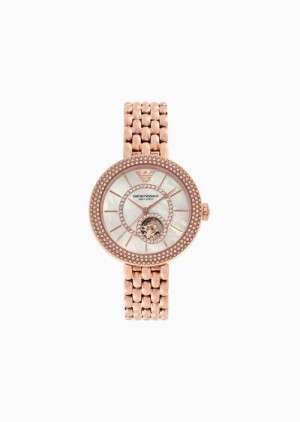 Rose Gold Emporio Armani Automatic Rose Gold Stainless Steel Watch | EA-SN57659