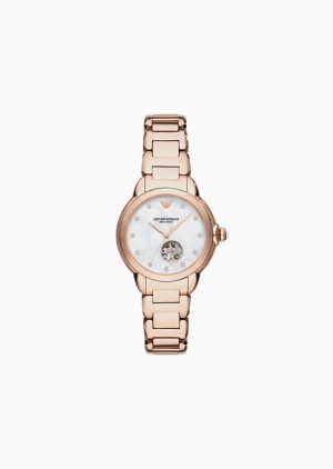 Rose Gold Emporio Armani Automatic Rose Gold-tone Stainless Steel Watch | EA-SN57695