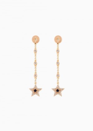 Rose Gold Emporio Armani Blue Lacquer Drop Earrings | EA-SN57582