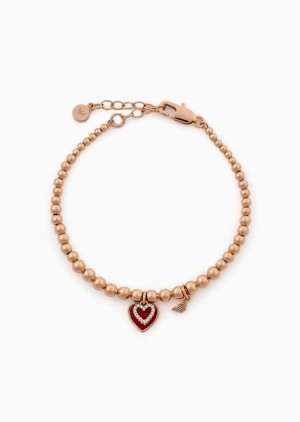 Rose Gold Emporio Armani Rose Gold-tone Brass Beaded Bracelet | EA-SN57557